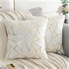 ETOLISHOP Cuscino Bianco Copre Velluto Quadrato Federa 45x45 cm Bianco e Oro Decorativo Moderno Cuscino Divano