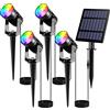 T-SUNUS Faretti Solari da Giardino RGB, Lampada Solare Giardino colorate IP65 impermeabili ON/OFF automatici RGB per Giardino Alberi Cespugli Vialetto confezione da 4