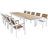 MIlani Home VIDUUS - set tavolo in alluminio e polywood cm 200/300 x 95 x 74 h con 10 poltrone Viduus