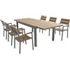 MIlani Home VIDUUS - set tavolo in alluminio e polywood cm 160/240 x 95 x 75 h con 6 poltrone Viduus