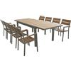 MIlani Home VIDUUS - set tavolo in alluminio e polywood cm 160/240 x 95 x 75 h con 8 poltrone Viduus
