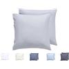 Todocama - Set di 2 federe per cuscino, in microfibra extra morbidi, ipoallergenica, Set di 2 - 50x50 cm Grigio Chiaro