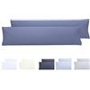 Todocama - Set di 2 federe per cuscino, in microfibra extra morbidi, ipoallergenica, Set di 2 - 150x40 cm Blu Grigio