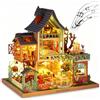 Cuteefun Kit Case in Miniatura da Costruire per Adulti, Miniature Casa Delle Bambole Fai Da Te con Mobili Musica e Strumenti, Regali Creativi Artigianali (Felice Jungle Resort)