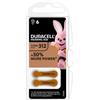 Duracell - Easy Tab Batteria Per Apparecchi Acustici 312 Marrone Confezione 6 Pile
