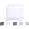 Todocama - Set di 2 federe per cuscino, in microfibra extra morbidi, ipoallergenica, Set di 2 - 50x50 cm Bianco