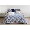 Home Linge Passion Parure da letto 3 pezzi, 240 x 260 cm, 100% cotone, 57 fili, colore: blu/bianco