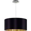 Eglo La lampada a sospensione Maserlo, lampada a sospensione tessile a uno punto luce, lampada a sospensione in acciaio e tessuto, nichel opaco, nero, oro, attacco E27, diametro 38 cm