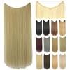 IMISSU Estensioni dei capelli lunghi e dritti con linea di pesce Parrucchino sintetico invisibile in filo metallico Copricapo a vibrazione per le donne (Bionda da spiaggia,22 Pollici)