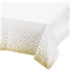 Mokani 4 Pezzi Tovaglia Usa e Getta, Tovaglie Rettangolare a Pois Bianchi e Dorati per Matrimoni, Natale, Party, Picnic, Compleanno, battesimo(137 x 274 cm)