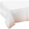 Mokani 4 Pezzi Tovaglia Usa e Getta, Tovaglie Compleanno a Pois Bianchi e Oro Rosa per Matrimoni, Natale, Party, Picnic, Compleanno, battesimo(137 x 274 cm)