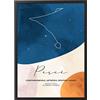 Generic Poster Stampe Artistiche Dipinto Quadro Cornice - Mappa Zodiacale -Made in Italy - Set Parete Soggiorno Cameretta Camera da Letto Cucina (50x70 cm, Poster (senza cornice), Pesci)