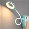 QJUZO Lampada con Pinza Ricaricabile, Luce per Lettura Libri a Letto 36 LED, 3 Colori e Dimmerabile, Collo d'Oca 360°, Senza Fili, Lampada da Scrivania con Morsetto per Bambini, Studio e Lavoro, Blu
