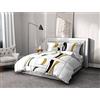 Home Linge Passion | Copripiumino - 3 Pezzi | 100% Cotone - 57 Fili | 2 Persone - 240x260 cm | Atollo Nero-Senape