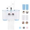 MHTECH -Dispenser Automatico di Dentifricio e Spazzolino Holder Set con Montaggio a Parete - Hands Free 2 Dentifricio Squeezers con 5 Pennelli Set con 4 Tazze- Adatto per Famiglie