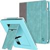 FINTIE Custodia per 7 Kobo Libra Colour (2024) / Kobo Libra 2 (2021) eReader - Stand Cover Protettiva Case con Card Slot e Hand Strap, Auto Sveglia/Sonno, Turquoise/Marrone