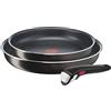 Tefal Ingenio 2 padelle 24/28 cm, manico rimovibile, non induzione, rivestimento antiaderente, impilabile, lavabile in lavastoviglie, Easy Plus L1509202, nero