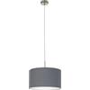 Eglo La lampada a sospensione Pasteri, lampada a sospensione tessile a uno punto luce, lampada appesa in acciaio e tessuto, nichel opaco, grigio, E27, diametro 38 cm