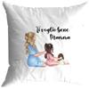 GioCandles Cuscino con disegno di mamma bambina e bambola con frase personalizzata idea regalo per la mamma festa della mamma solo federa o con imbottitura 40x40 cm