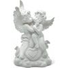FeinKnick Grande coppia di angeli come figura decorativa - figura d'angelo con cuore 25 cm in resina di marmo bianco - Scultura d'angelo decorativa - statuetta d'angelo come simbolo d'amore