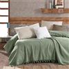 Milam London Coperta Verde Salvia Copriletti In Waffle Di Cotone Divano King Size Letto Grande A 3 Posti Coperta Verde Per Letto Copriletti Grandi Per Divani 220 X 240 Cm