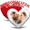 Generico Cuscino a Cuore 40x40 cm Personalizzabile con Foto (Bianco/Rosso)