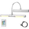 HONWELL Lampada per quadri wireless ricaricabile con 12 colori che cambiano,applique da parete a LED con telecomando,lampada display a LED da13 pollici con testa girevole per Quadri da Pittura,Argento