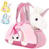 Brubaker Peluche Unicorno Bianco in Borsetta - 20 cm - Peluche in Borsa - Rosa