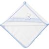 Filet - Accappatoio Triangolo per Neonati in Morbida Spugna di Cotone da Ricamare con Ricamo a Forma di Orsetto, Perfetto per il Bagnetto, Made in Italy, Color Bianco e Cielo