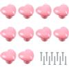 YiliYa 10 Pcs Pomelli per Armadio in Ceramica Maniglia,Rosa Forma di Cuore