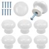 Fangehong 8pcs Pomelli Porte per Bambini, 35 mm Ceramica Manopole Armadietti, Bianca Rotonde Pomelli Armadi , Cassetto Ceramico Pull Maniglia con Viti per Cassetti, Armadi, Porte Interne, Cucina, Soggiorno