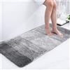 Homaxy Morbido tappeto da bagno, 60 x 120 cm, antiscivolo, lavabile, a pelo lungo, in microfibra, assorbente, colore: grigio