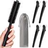 Patelai Spazzole Capelli Rotonda Piccola di 1,2 Pollici per Capelli Corti, Spazzola Rotonda in Setola Cinghiale con 4 Clip di Capelli e Borsa con Coulisse Spazzola con Manico per Barba Stile di Capelli