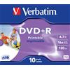 Verbatim 10 DVD + R Stampabili con Stampante Inkjet ID Brand, 4.7 GB