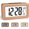 DTKID Sveglia a Batteria, Radiosveglia In Legno, Con Ampio Display LCD Della Data e Della Temperatura, Funzione Snooze e Luce Notturna, Orologio Digitale, per la Casa, L'ufficio e i Viaggi
