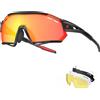 X-TIGER Occhiali Da Ciclismo,Polarizzati per TR90 Occhiali Bici MTB Con 5 Lenti intercambiabili per Ciclismo Corsa Pesca Guida (EXS04-5-NEW)
