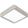 Eglo LED Plafoniera Fueva 5, L x P 16 cm, lampada da soffitto a 1 luce in acciaio con diffusore in plastica, plafoniera in nichel opaco, bianco, lampada LED da soffitto luce calda