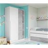 Dmora Guardaroba 2 Ante Downey, Armadio per Camera da Letto, Mobile con Barra Appendiabiti e 3 Ripiani, 120x50h200 cm, Cemento e Bianco