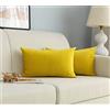 GIRASOLE HOME Coppia Federe Cuscini in Velluto Per Divano e Letto Copricuscini Antiacaro e Ipoallergenico Arredamento Casa con Zip Invisibile 2 pezzi (30x50cm, Giallo)