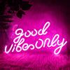 ineonlife Good Vibes Only Insegna al Neon Segno di luce LED Rosa Insegne luminose al Neon Insegne a LED con lettere Acriliche per Decorazioni per feste da parete per camera da letto 16,5X9,4