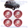 Stilauto 4 Cerchi in Lega da 12" Grifo Rossi Diamantati 4½ x 190 per FIAT 500 F L R EPOCA