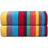 Sweet Needle - Teli da spiaggia a righe, di alta qualità, confezione da 2, dimensione: 76 x 152 cm, in 100% cotone filato ad anello, peso: 450 g/m², altamente assorbenti Miami Vibe Multi Stripe