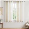 MRTREES 2 Pezzi Tende Finestre Semi Trasparenti Moderne per Bambini Cameretta Tende Corte a Strisce per Camera da Letto con Occhielli per Soggiorno Cucina Modello Bianco+Beige 140x145 CM
