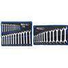BGS technic Pro+ DIN 3113A Set di chiavi combinate, 6-32 mm, confezione da 25 & set chiavi a forchetta doppie, 6 x 7 - 30 x 32 mm, 12 pezzi, 1184