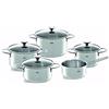 Fissler Copenhagen Set di pentole in acciaio inox, 5 pezzi, per salse, con coperchio in metallo, 3 pentole per salse, 1 pentola per stufato, 1 tegame senza coperchio, compresi a induzione