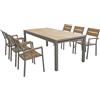 MIlani Home VIDUUS - set tavolo in alluminio e polywood cm 200/300 x 95 x 75 h con 6 poltrone Viduus