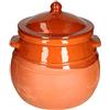 MamboCat Casseruola in terracotta con coperchio 4,5 litri stile mediterraneo fatta a mano parzialmente smaltata adatta a stufati per rum o cetrioli antica/vintage medievale