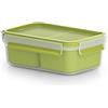 Emsa Clip & Go Contenitore Snack con Inserti, Plastica, Trasparente/Verde Chiaro, 16.3x11.3x5.8 cm