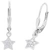 amor Orecchini in Argento 925 per bambina, con zirconi sintetici, 2,3 cm, Argento, stella, Fornito in confezione regalo