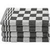 ZOLLNER 4 strofinacci in cotone 50x50 cm - canovacci assorbenti e resistenti - lavabili a 60°C - a quadretti grigi e bianchi - qualità gastronomica - certificato OEKO TEX (R)